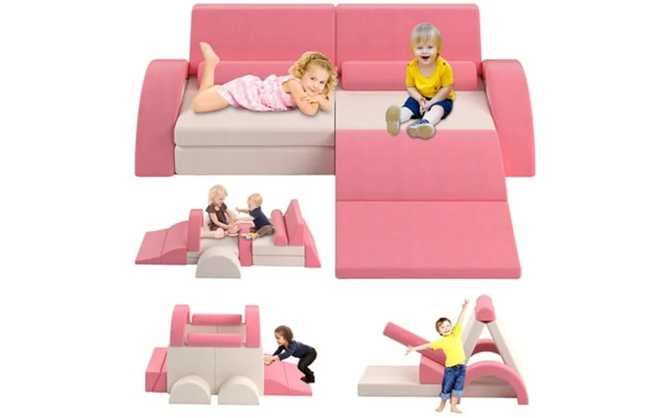 Porkiss 11 Pcs Modular Kids Play Couch Foam Toddler Sofa Couch For Kids Girls Boys Diy Creativing Modular Kids Sofa Mode
