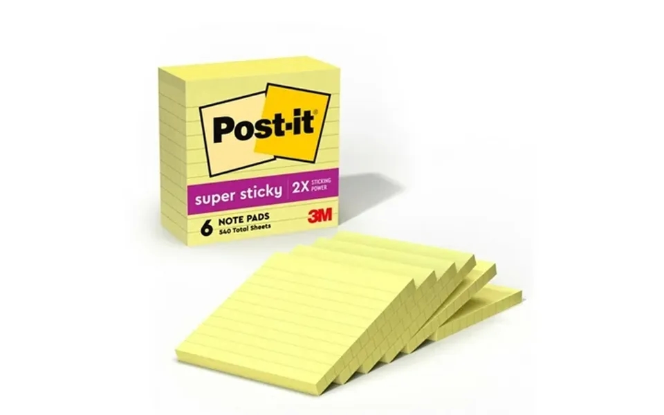Post-it Super Sticky Lined Notes 4 X 4 Canary Yellow 6 Pads