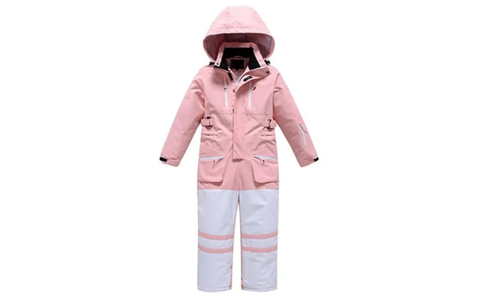 Povozer Kids Girls Boys Waterproof One Piece Snowsuits Ski Suits Jumpsuits Pink 12-13y