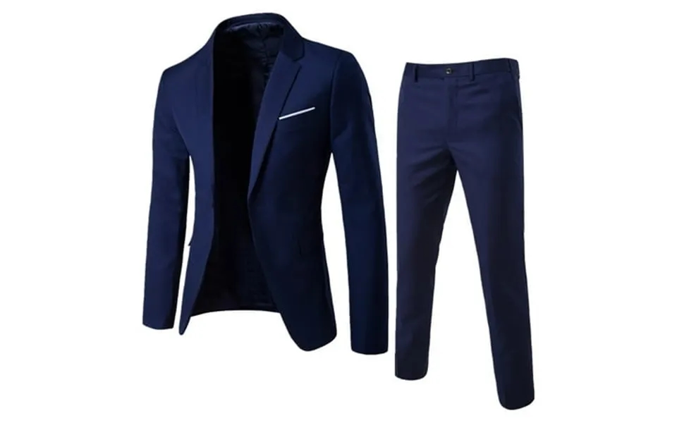 Povozer Men S Suit Slim 2 Piece Suit Business Wedding Party Jacket & Pants Coat Suits For Men Navy