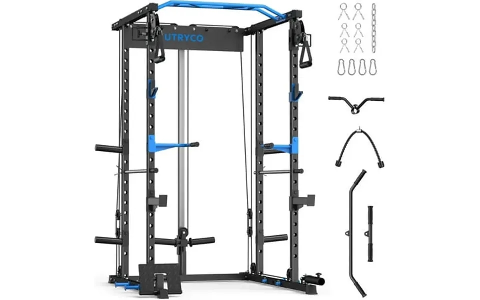 Power Rack Cage With Lat Pulldown 1600 Lbs Capacity Squat Rack With Pulley System Dip Bars Landmine & 21 Height Adjustme