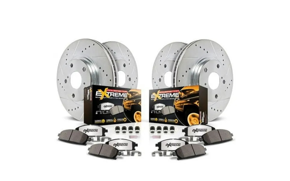 Powerstop Front And Rear Z36 Truck & Tow Carbon-fiber Ceramic Brake Pad And Drilled And Slotted Rotor Kit Fits Ford Sele