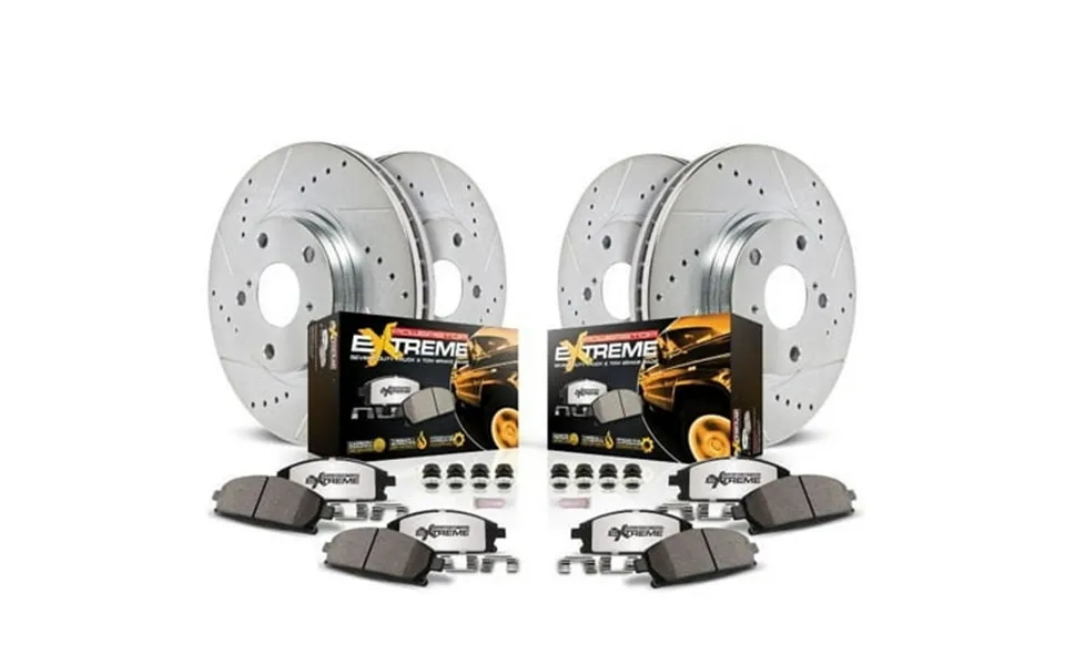 Powerstop Front And Rear Z36 Truck & Tow Carbon-fiber Ceramic Brake Pad And Drilled And Slotted Rotor Kit Fits Infiniti