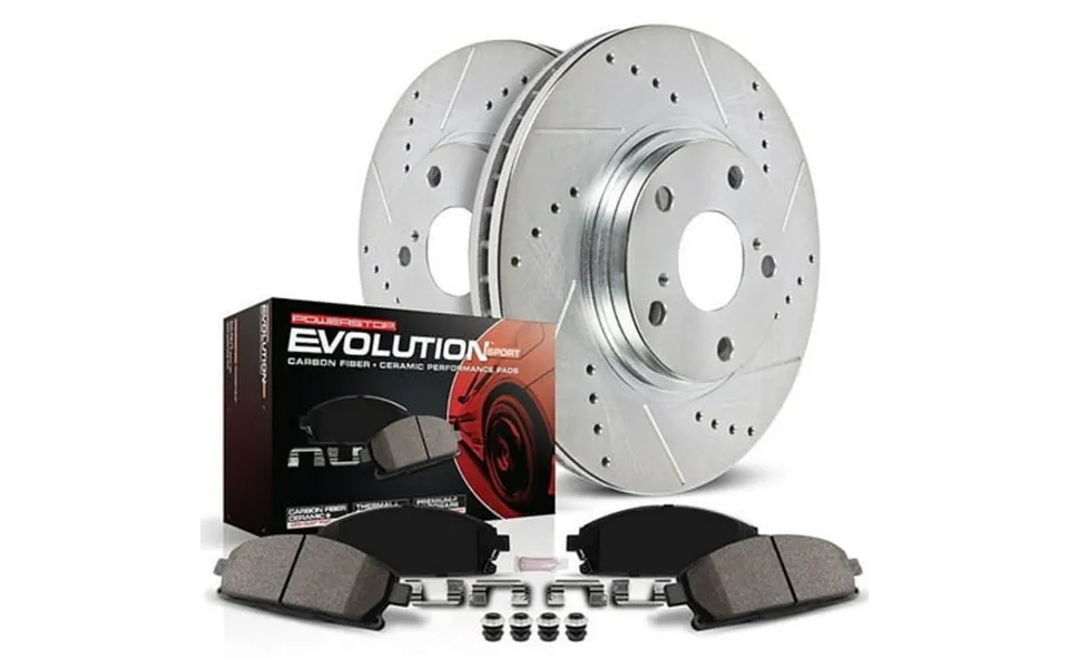 Powerstop Front Z23 Evolution Sport Carbon-fiber Ceramic Brake Pad And Drilled & Slotted Rotor Kit Fits Suzuki Select Mo