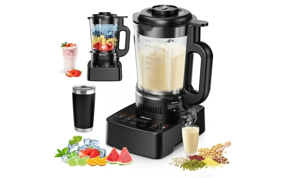 Prasky Countertop Blender With Heating 53oz Glass Jar 1000w Blender For Smoothie Nut Milk Soup