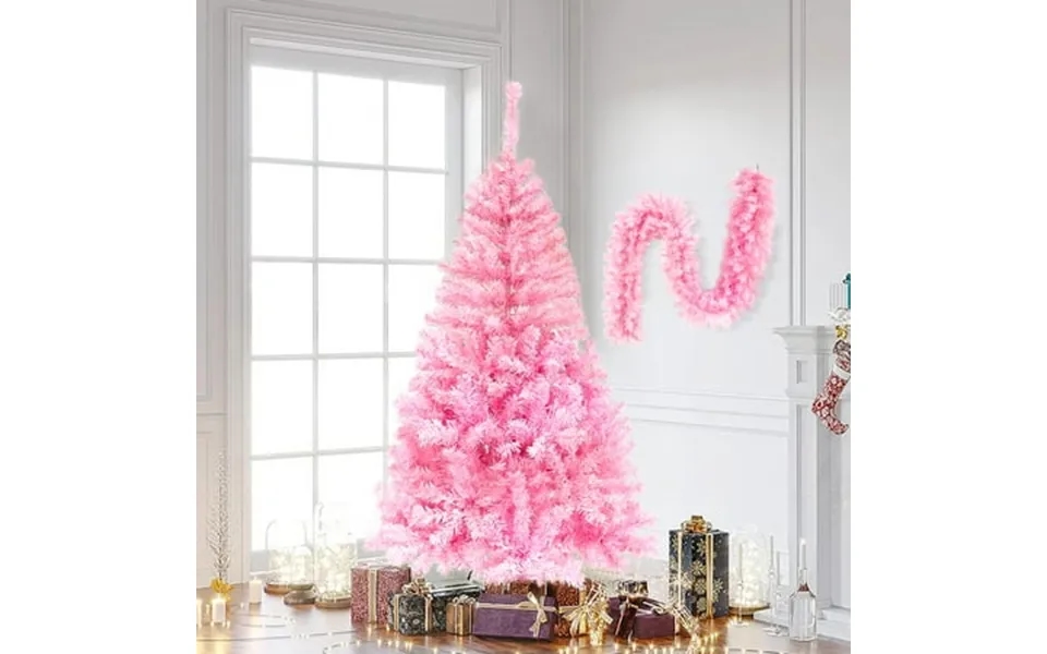 Pre-lit Christmas Tree 2 Set 5ft Flocked Artificial Trees With 6ft Lighted Garland Lighted Xmas Tree Artificial Trees Wi