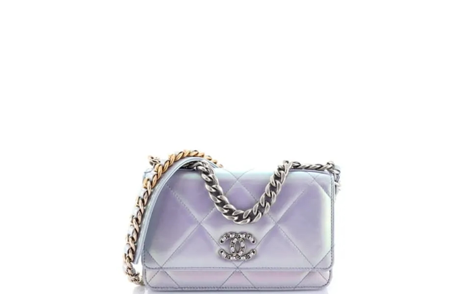 Pre-owned 19 Wallet On Chain Quilted Iridescent Calfskin By Rebag