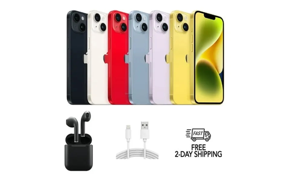 Pre-owned Apple Iphone 14 A2649 Fully Unlocked 512gb Blue W Wireless Earbuds