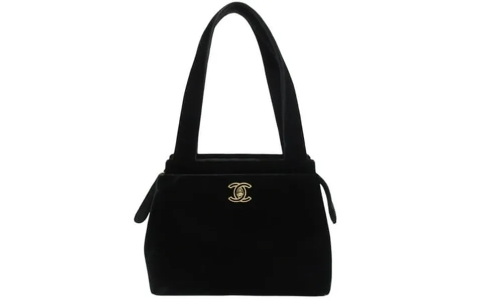 Pre-owned Chanel 1998 Rare Model Coco Mark Turnlock Metal Fittings Velvet Handbag