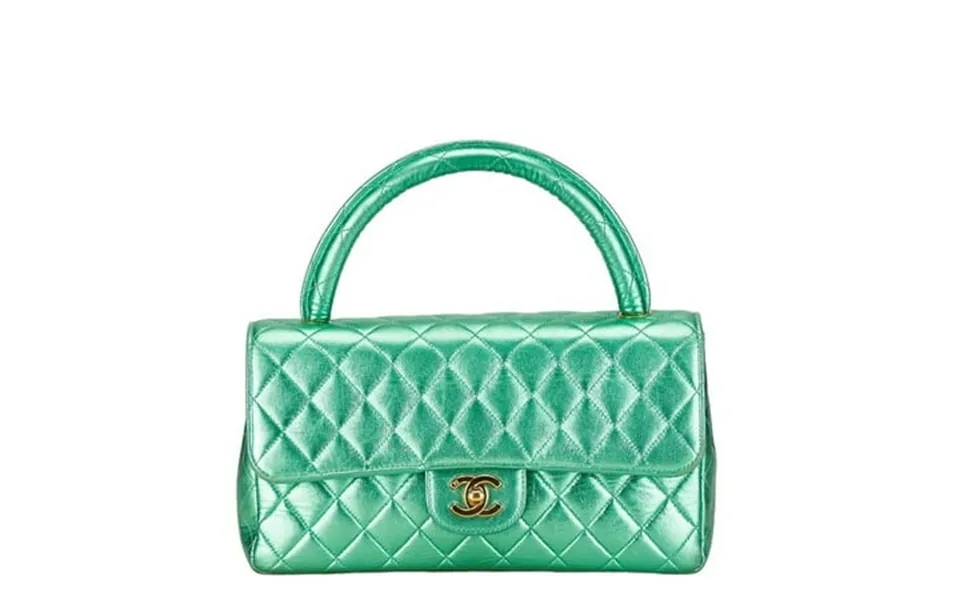 Pre-owned Chanel Coco Mark Matelasse Bag Parents Only Handbag Green Gold Leather