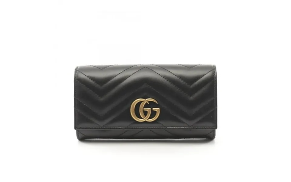 Pre-owned Gucci Gg Marmont Bi-fold Long Wallet Leather Women S Black 443436dtd1t1000