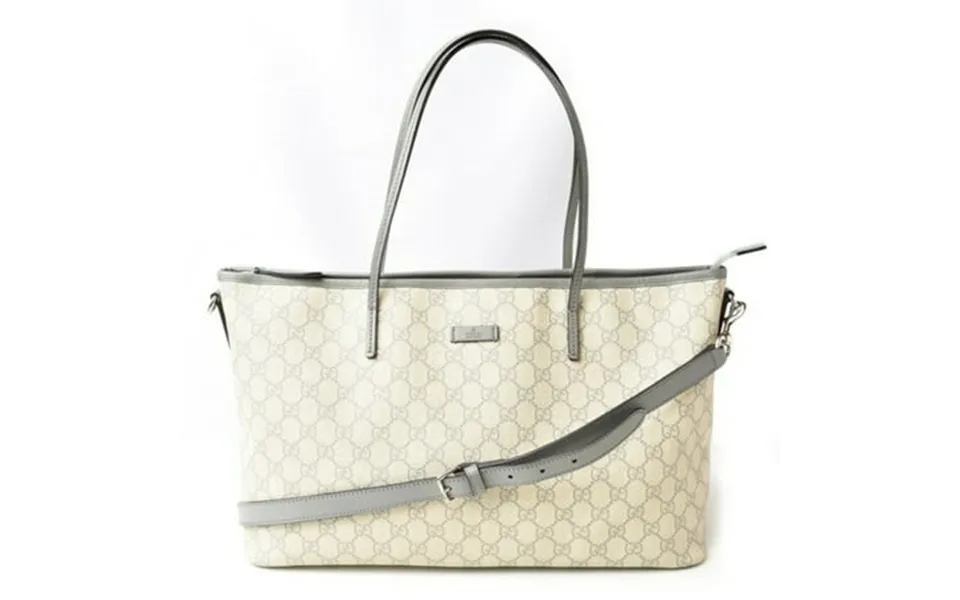 Pre-owned Gucci Tote Bag Shoulder Gucci Gg Supreme Canvas Medium Light Gray Beige 353437 Good