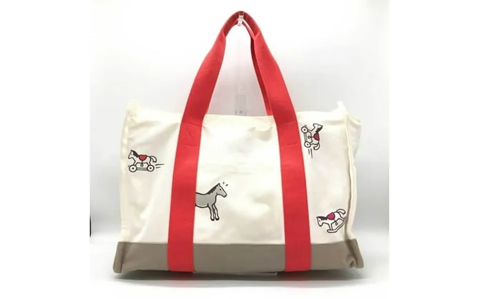 Pre-owned Hermes Adada Mother S Bag Canvas Ivory Red Hermes Pouch Good