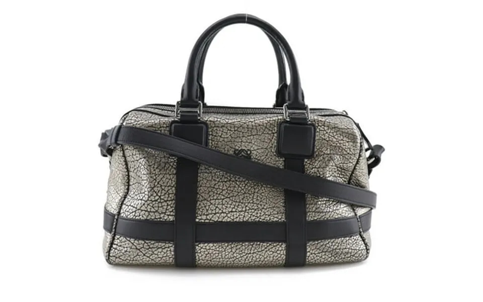 Pre-owned Loewe 2way Shoulder Handbag Mini Boston Calf Black Silver Ladies Good