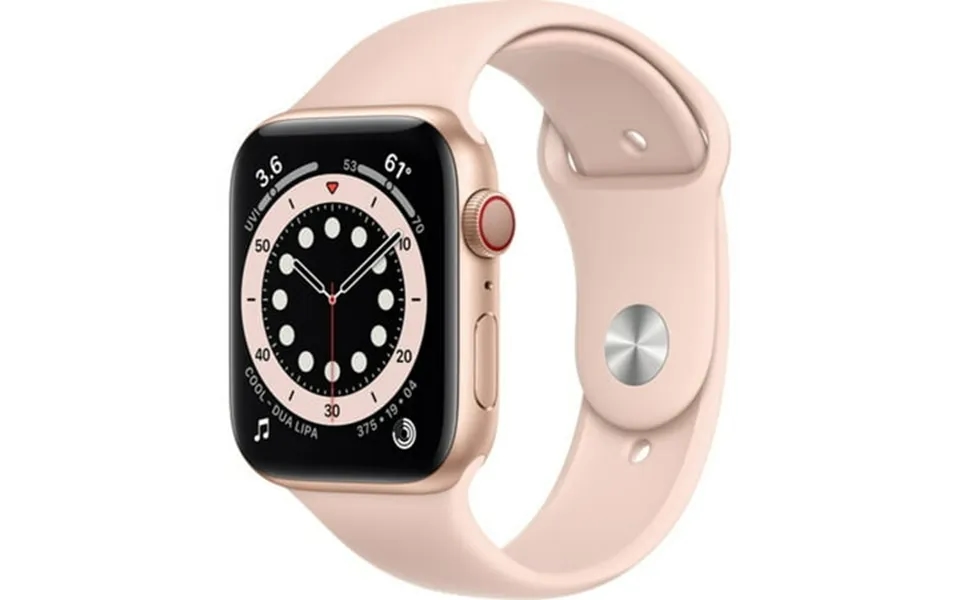 Pre-owned Used Apple Watch Series 6 44mm Gps Cellular Gold Aluminum Case - Pink Sand Sport Band
