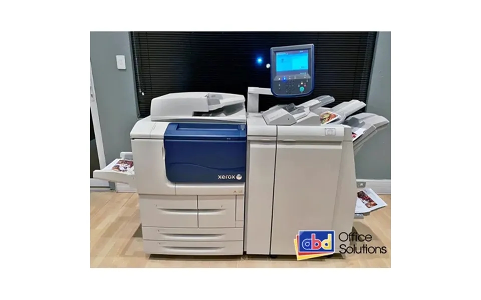 Pre-owned Xerox D110 Monochrome Laser Production Printer 110ppm Print Copy Scan 4 Trays Bypass Tray Booklet Maker Finish