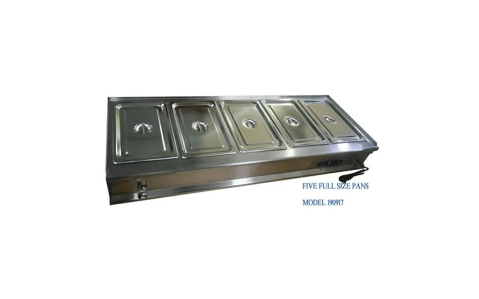 Preasion 5-pan Food Warmer Steamer Stove Canteen Buffet Steam Heater Table Stainless Steel