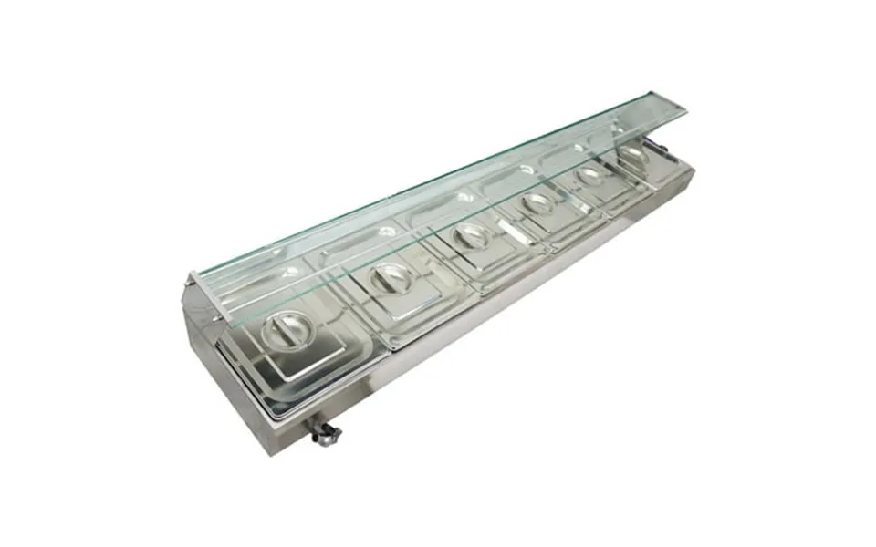 Preasion 6-pan Bain-marie Buffet Food Warmer Stove Steam Heater Table With Glass Guard