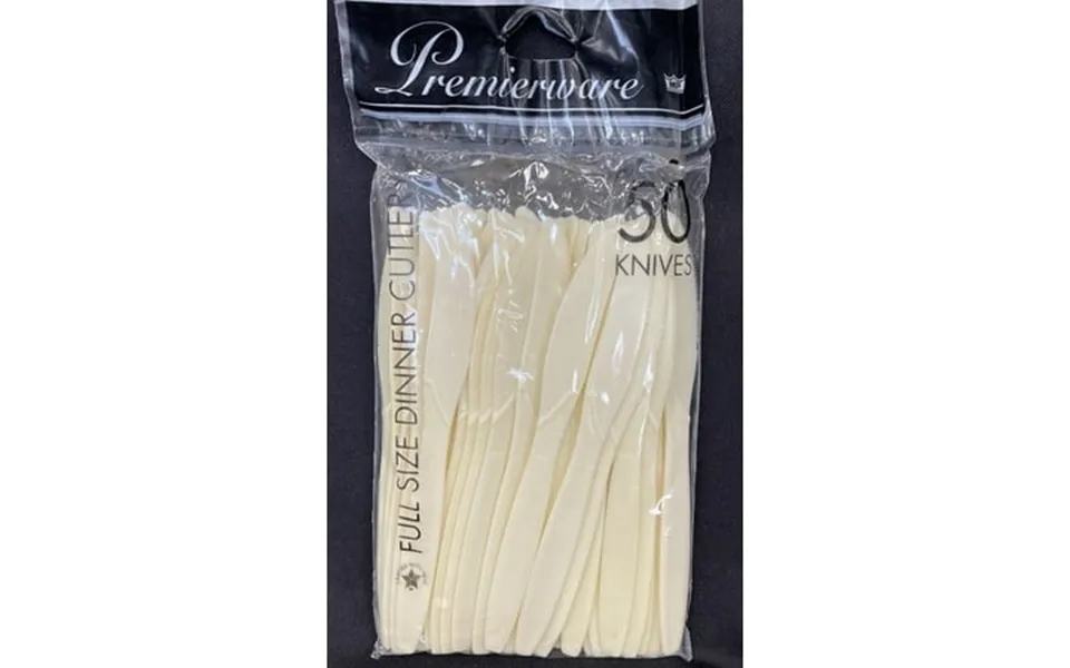 Premierware Creme Plastic Knives 50ct Disposable & Durable Cutlery