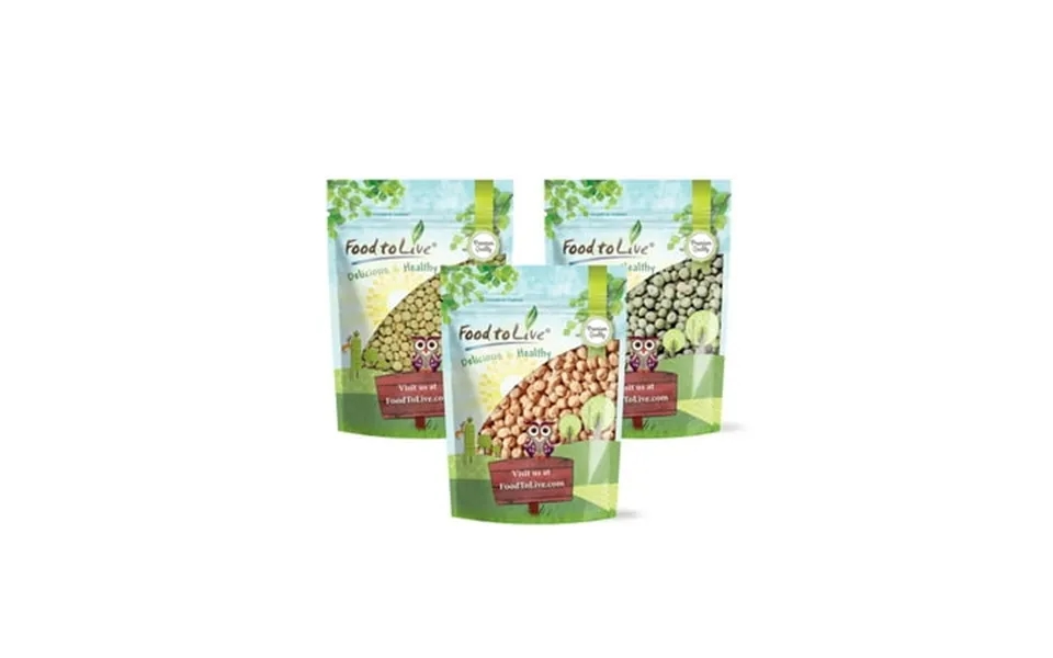 Premium Pulses Bundle 3 Pack Chickpeas 5 Lb Whole Green Peas 5 Lb Green Lentils 5 Lb