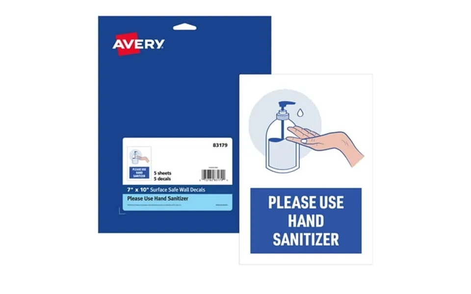 Preprinted Surface Safe Wall Decals 7 X 10 Please Use Hand Sanitizer White Face Blue Gray Graphics 5 Pack Bundle Of 5 Pa