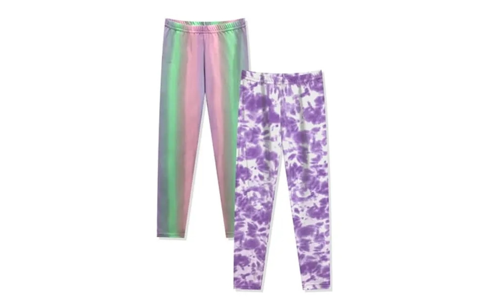 Prestigez Girls Fashion Printed Stretchy Tie Dye Leggings Pants Pack Of 2 Pastel Purple Size 3t