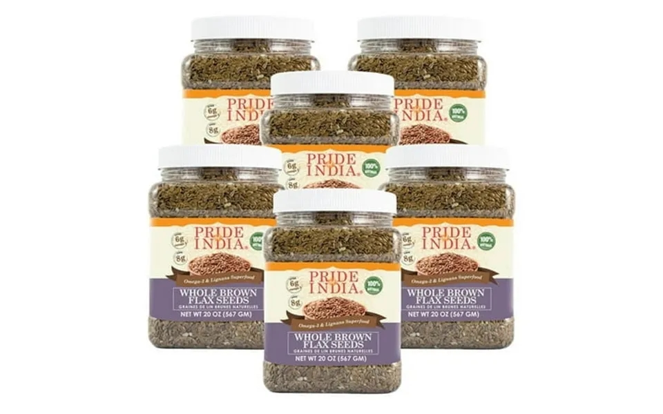 Pride Of India Brown Flax Seed Superfood 1.25 Lbs Jar Pack Of 6