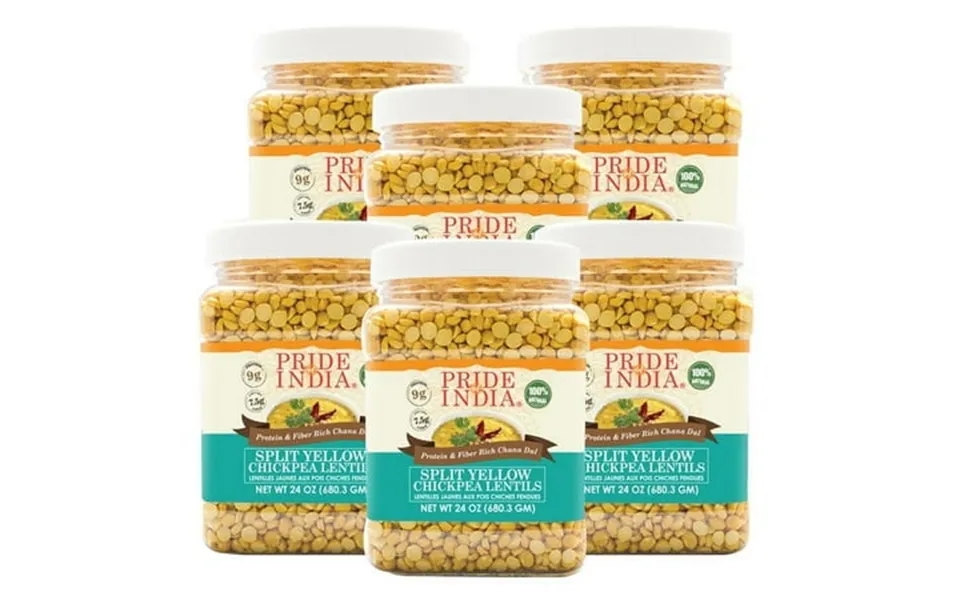 Pride Of India Chana Dal Split Yellow Chickpeas 1.5 Lb Jar Pack Of 6