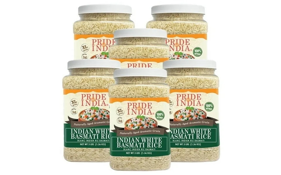 Pride Of India Extra Long Indian Basmati Rice 3 Lbs Jar Pack Of 6