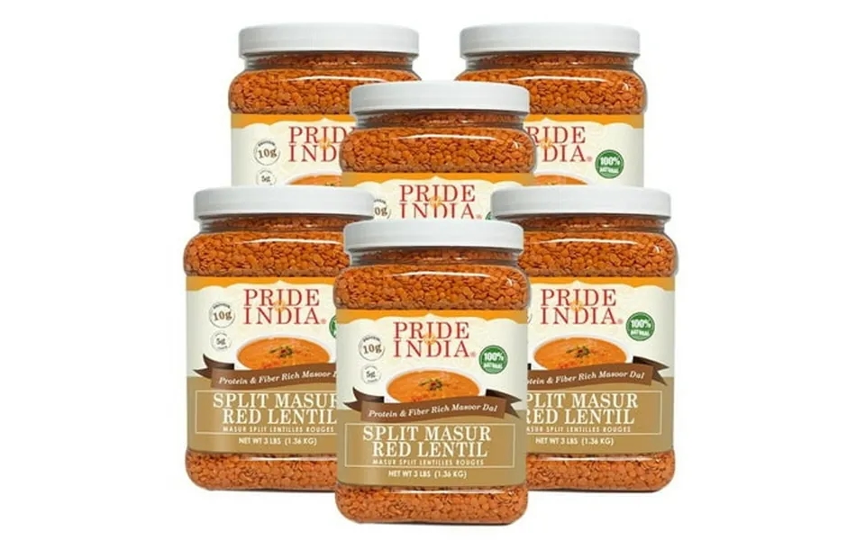 Pride Of India Indian Split Masur Red Lentils 3 Lb Jar Pack Of 6