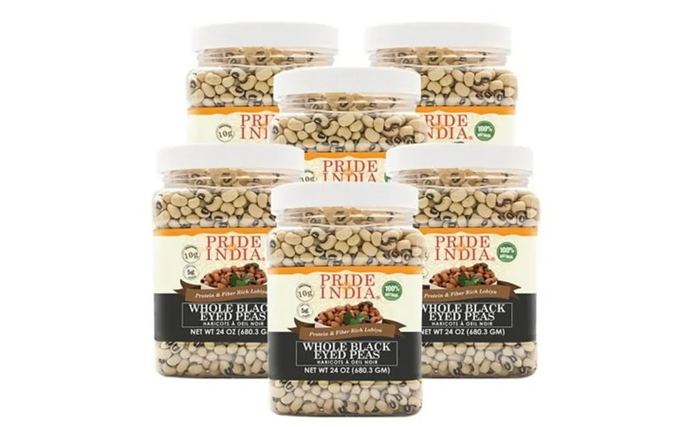 Pride Of India Indian Whole Black Eyed Peas 1.5 Lb Jar Pack Of 6
