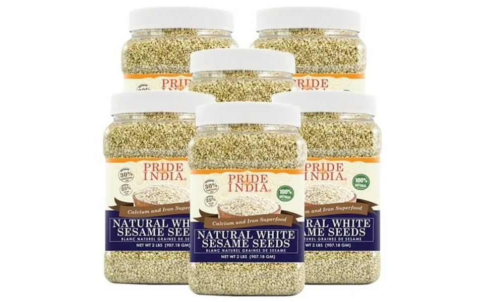 Pride Of India White Sesame Seeds Unhulled 2 Lbs Jar Pack Of 6