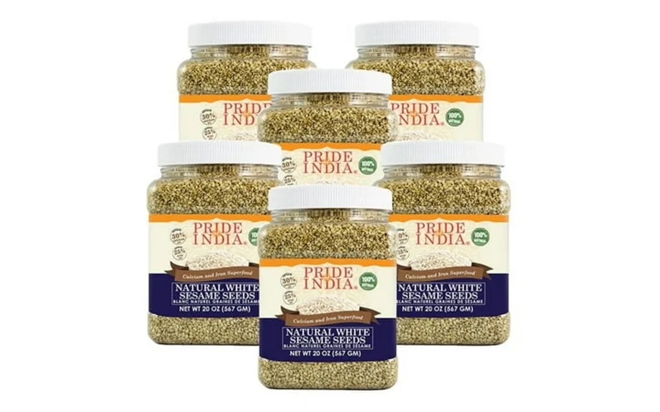 Pride Of India White Sesame Seeds Unhulled 20 Oz Jar Pack Of 6