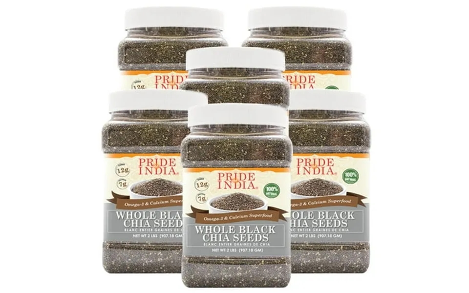 Pride Of India Whole Black Chia Seeds 2 Lb Jar Pack Of 6