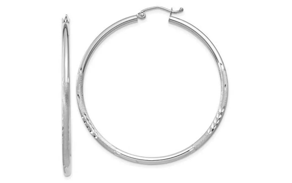 Primal Gold 14 Karat White Gold Satin And Diamond-cut 2mm Round Hoop Earrings