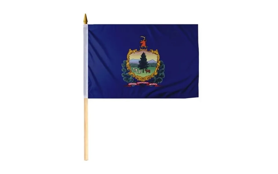Promopatriot Vermont Mini State Vt Flag On Stick 12x18 Inch Polyester With 24 Wooden Pole Handheld
