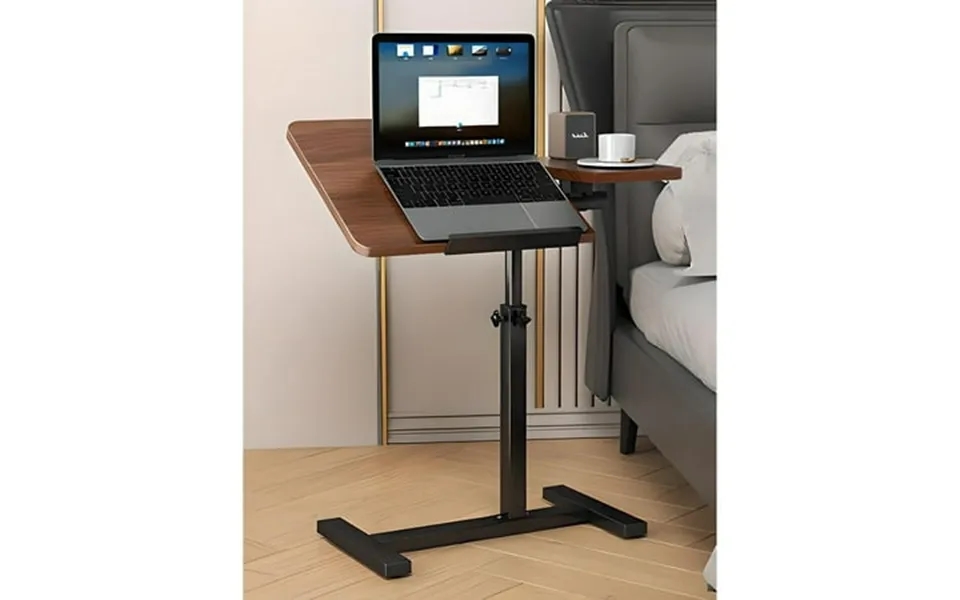 Puedo C-shape Height Adjustable Partition Laptop Side Table 360 Swivel Side Table Rolling Mobile Desk With Silent Wheels