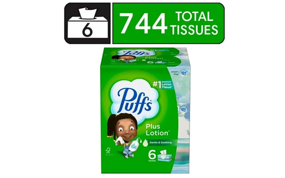 Puffs Plus Lotion Facial Tissue 6 Family Size Boxes 124 Tissues Per Box