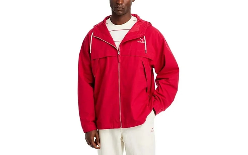 Puma A. C. Milan Mens Seersucker Full Zip Hooded Track Jacket Medium Red