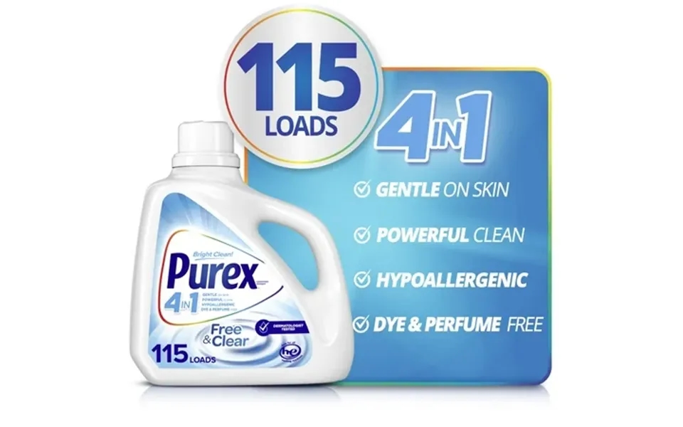Purex Free & Clear Liquid Laundry Detergent For Sensitive Skin 150 Fl Oz 115 Loads