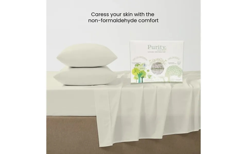 Purity Home 100% Cotton King Sheet Set 400 Thread Count Sateen Green Wrinkle-resistant 4- Piece Set Ivory