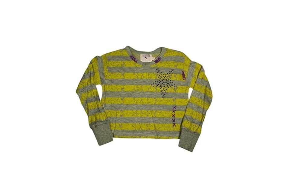 Purple Orchid - Little Girls Long Sleeve Cropped Top 35931-4 Yellow Grey Stripe
