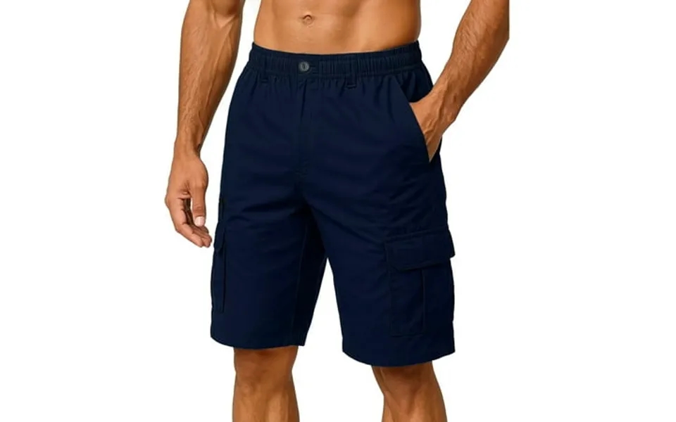 Puztloy Men S Cargo Shorts Work Gym Medium Elastic Waist Drawstring With Zippered Pockets Relaxed Fit Outdoor Casual Pan