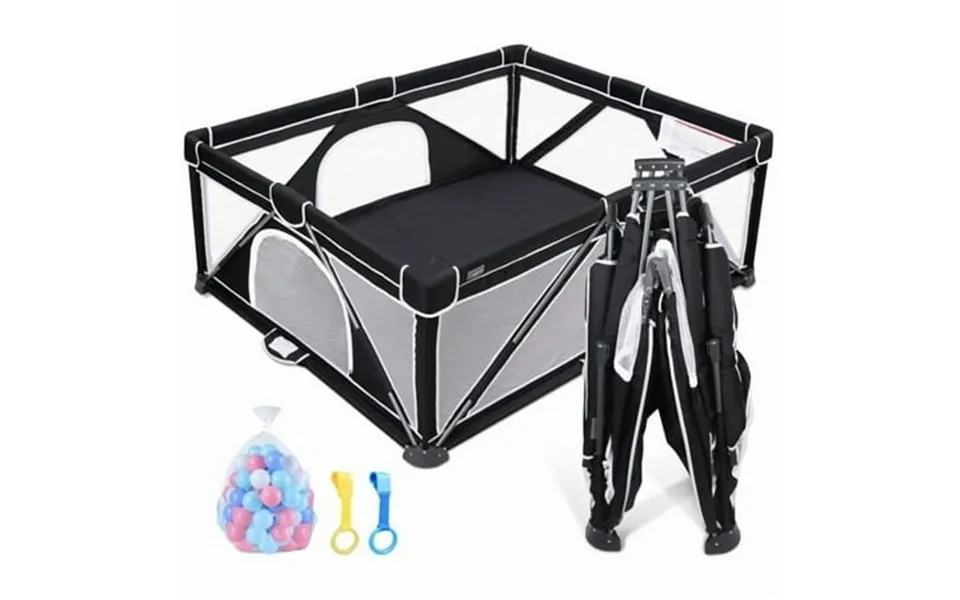 Pxxoo Playpen Foldable Plaype Portable Play Yard 59 ×71 - Black
