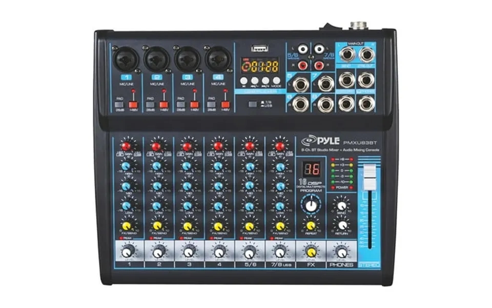 Pyle Professional Audio Mixer Sound Board Console Desk System Interface 8 Channel Digital Usb Bluetooth Mp3 Computer Inp