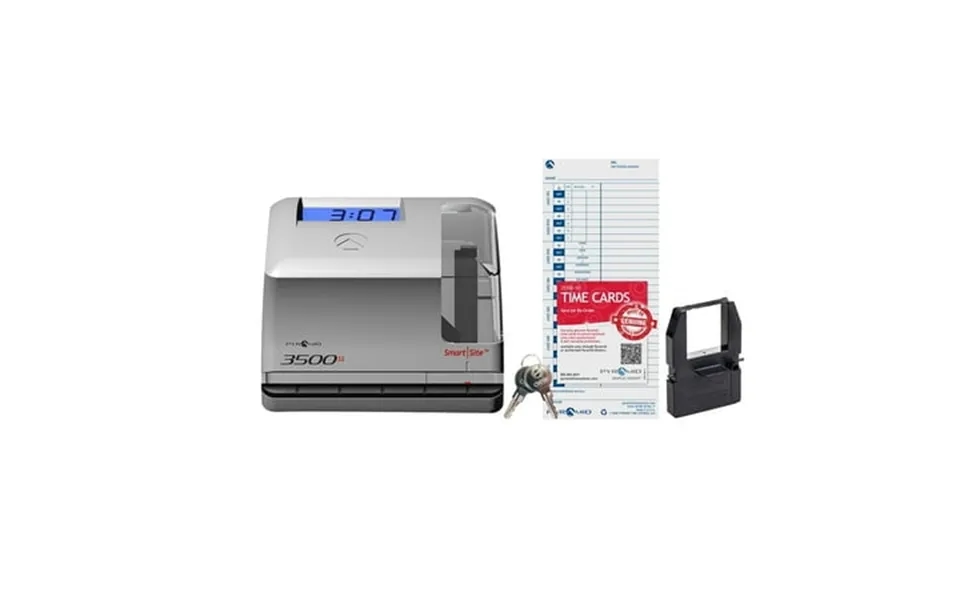 Pyramid Time Systems 3500 Series Unlimited Employee Punch Card Timeclock System Light Gray Charcoal