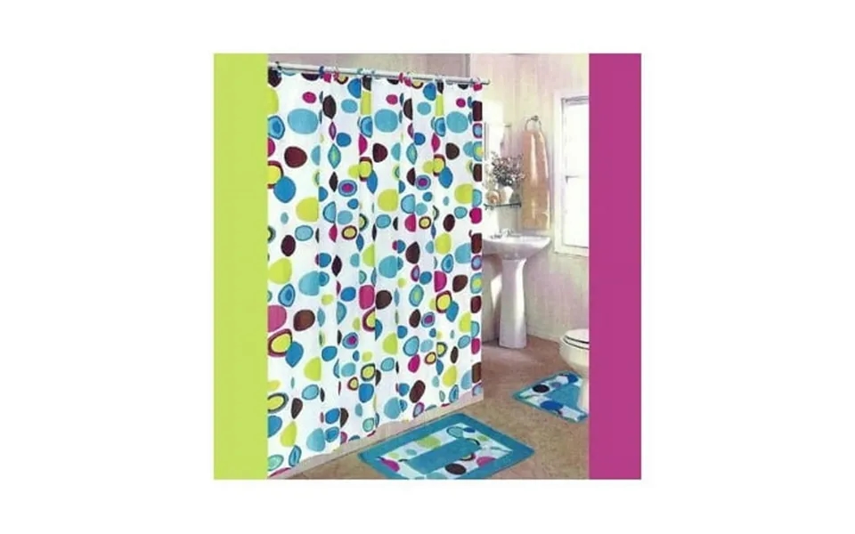 Pztex 72 X 72 Shower Deluxe Curtain W Matching Hooks - Rainbow Circles
