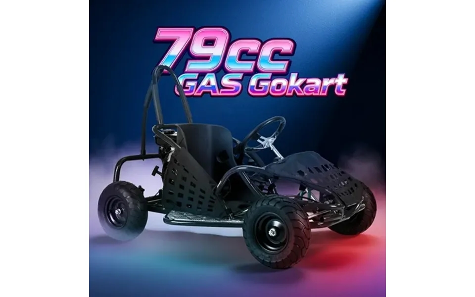 Qeaset 79cc Gas Go Kart 2.5hp 4-stroke 20mph Go Kart Outdoor Race Toy Holiday Gift Black