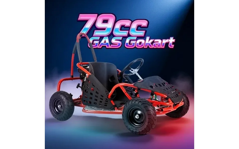 Qeaset 79cc Gas Go Kart 2.5hp 4-stroke 20mph Go Kart Outdoor Race Toy Holiday Gift Red