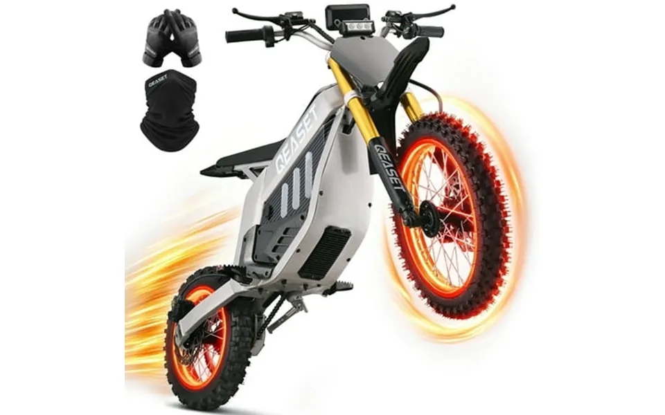 Qeaset Electric Dirt Bike 3000w Peak Power 48v All Terrain Motorized Dirt Bikes Cool Gifts White